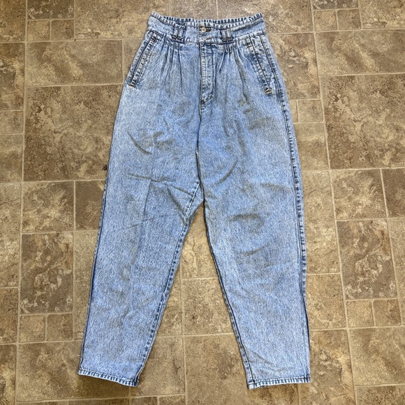 Jordache Denim - Vintage Jordache Studio Acid Wash Pleated Jeans Sz 15/16 Night Waist Mom 80's